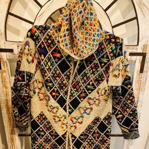 Cool colorful long Aztec cardigan sweater.
